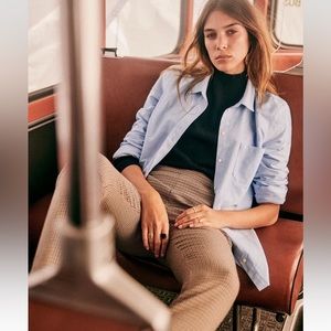 Sézane Clara pants sz 38 Brown Blue check